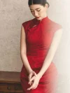 Red Chinese Long Cheongsam Wedding Dress - Image 6