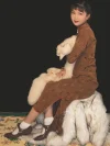 1920s Chinese era replica cheongsam leather shoes styled with vintage striped cheongsam in retro photoshoot