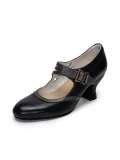 Black genuine leather 1920s vintage Mary Jane cup heel high heel shoes, smooth leather finish, designed for cheongsam and retro-inspired outfits