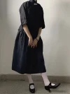 Black 1920s replica cheongsam leather shoes styled with traditional republic of china cheongsam outfit