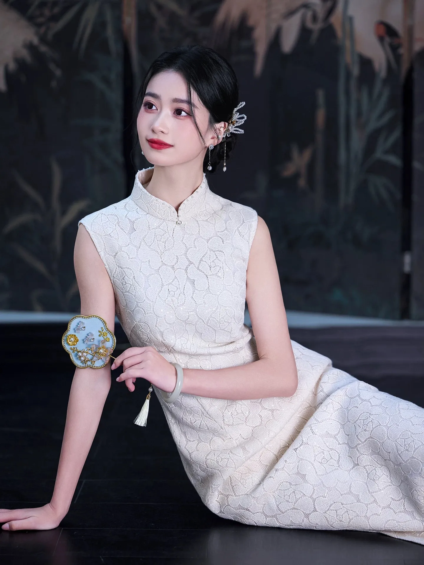 White Lace Modern Sleeveless Cheongsam Dress - Hey Cheongsam