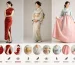 Three panel visual guide comparing women wearing red qipao light green kimono and mint green hanbok with close up shots of each garment’s key design details